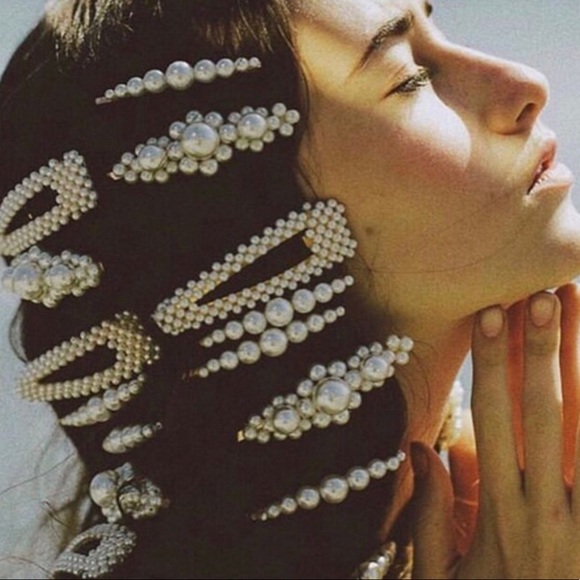 Elegant Faux Pearl Gold Hair Clip Barrette Set! - Picture 2 of 9